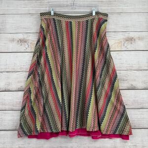 Anthropologie A+ Maeve Arely Knit Multi Color Chevron Maxi Skirt Womens 1X